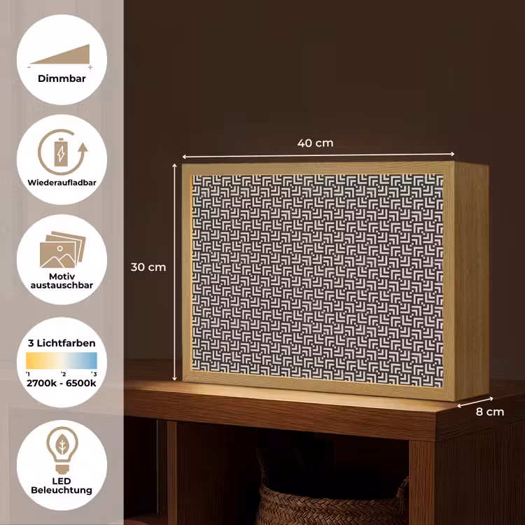 Patroon - Marmer - Zwart Light Box met batterij (Wandlamp) middel 907 -USP_websiteoverzichtDE