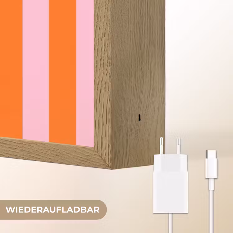 Patroon - Oranje - Fijn - Strepen Light Box met batterij (Wandlamp) middel -USP_websiteoplaadbaarDE
