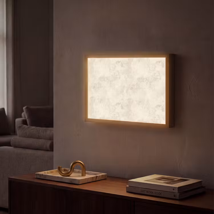 Patroon - Organisch - Beige Light Box met batterij (Wandlamp) middel 907 -sfeer1