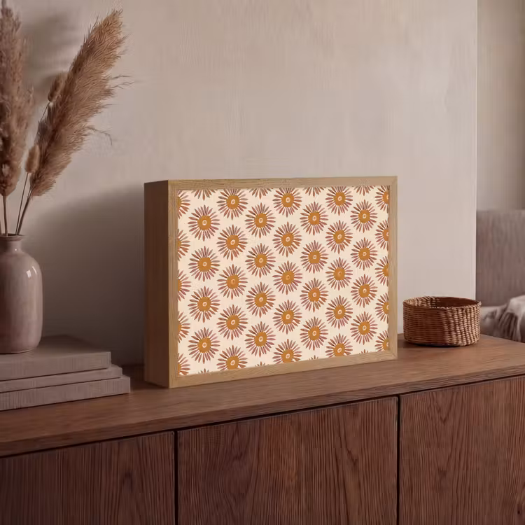 Patroon - Retro - Bruin Light Box met batterij (Wandlamp) middel 907 -sfeer2