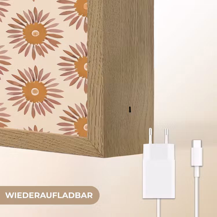 Patroon - Retro - Bruin Light Box met batterij (Wandlamp) middel 907 -USP_websiteoplaadbaarDE