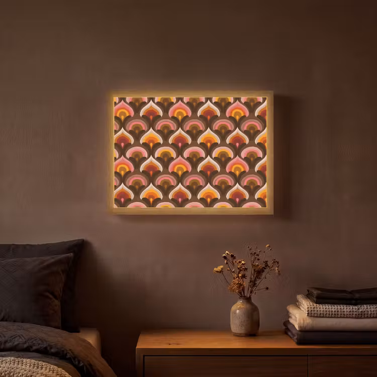 Patroon - Retro - Kleurrijk Light Box met batterij (Wandlamp) middel 907 -sfeer4