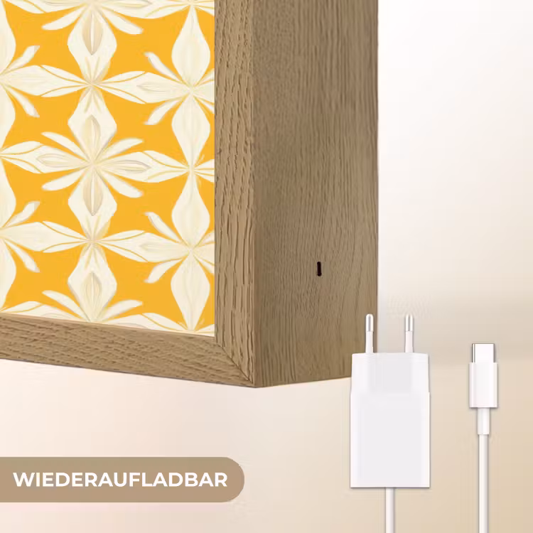 Patroon - Retro - Geel Light Box met batterij (Wandlamp) middel 907 -USP_websiteoplaadbaarDE