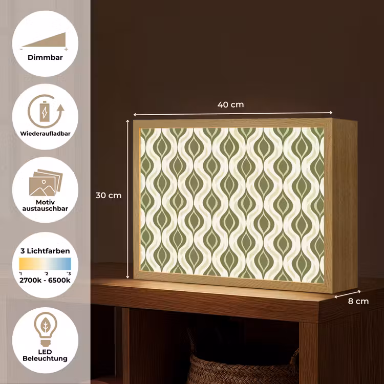 Patroon - Retro - Groen Light Box met batterij (Wandlamp) middel 907 -USP_websiteoverzichtDE