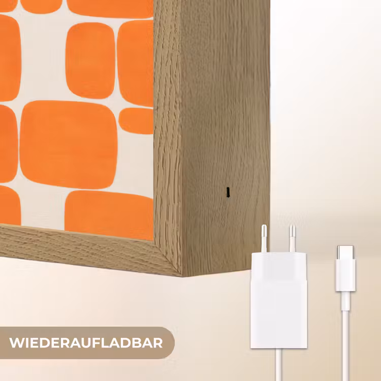 Patroon - Retro - Oranje Light Box met batterij (Wandlamp) middel 907 -USP_websiteoplaadbaarDE