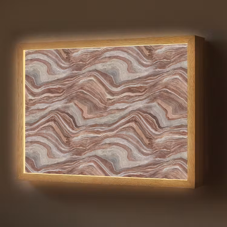 Patroon - Zandsteen - Travertijn Light Box met batterij (Wandlamp) middel 907 -z3d_website