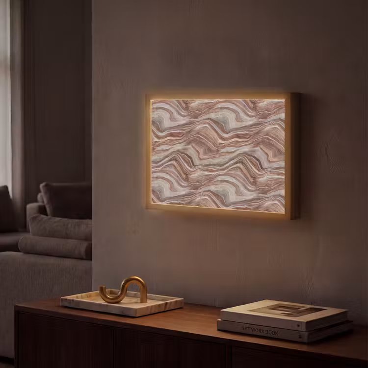 Patroon - Zandsteen - Travertijn Light Box met batterij (Wandlamp) middel 907 -sfeer1