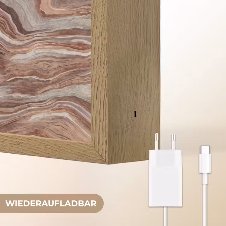 Patroon - Zandsteen - Travertijn Light Box met batterij (Wandlamp) middel 907 -USP_websiteoplaadbaarDE
