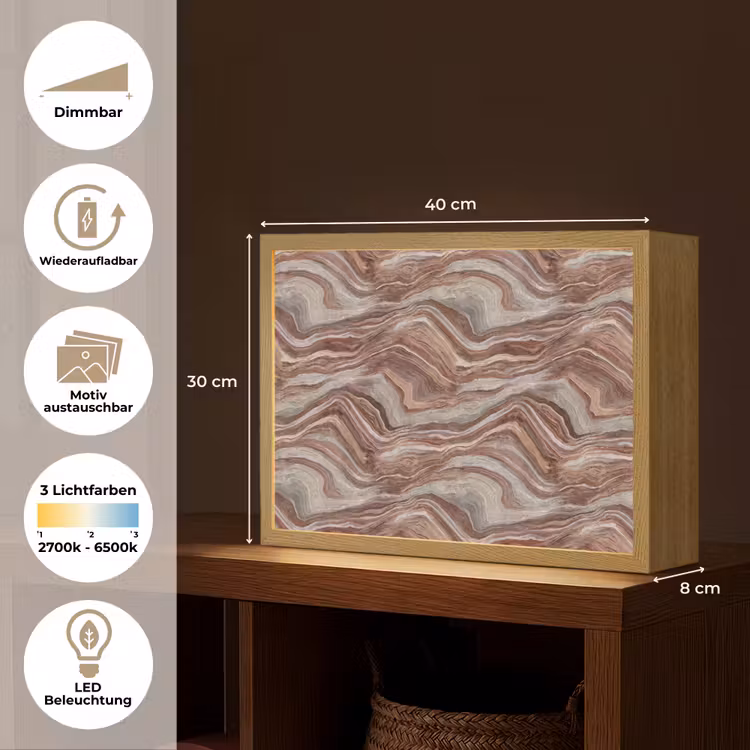 Patroon - Zandsteen - Travertijn Light Box met batterij (Wandlamp) middel 907 -USP_websiteoverzichtDE
