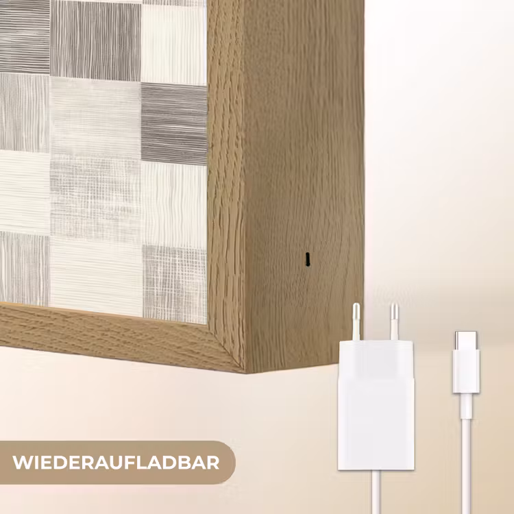 Patroon - Dambord - Houtnerf Light Box met batterij (Wandlamp) middel 907 -USP_websiteoplaadbaarDE