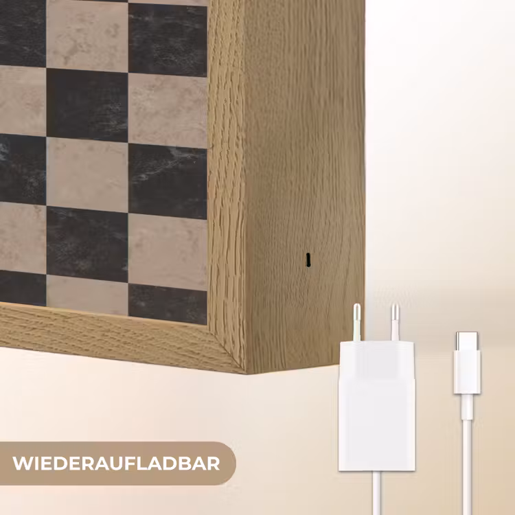 Patroon - Dambord - Marmer Light Box met batterij (Wandlamp) middel 907 -USP_websiteoplaadbaarDE