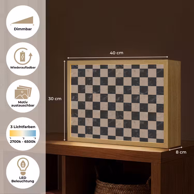 Patroon - Dambord - Marmer Light Box met batterij (Wandlamp) middel 907 -USP_websiteoverzichtDE
