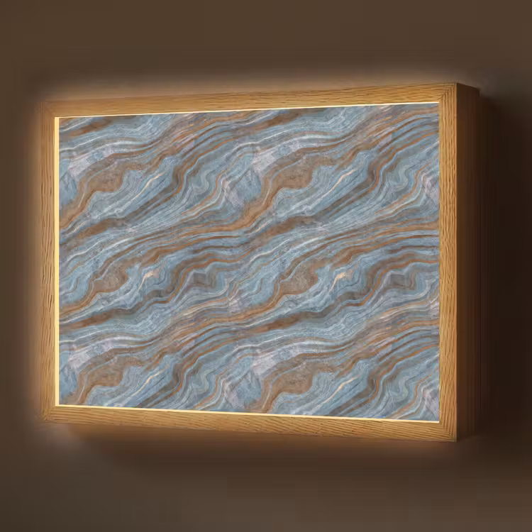 Patroon - Steen - Blauw Light Box met batterij (Wandlamp) middel 907 -z3d_website