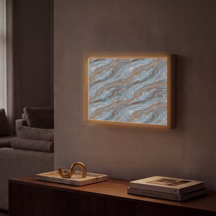 Patroon - Steen - Blauw Light Box met batterij (Wandlamp) middel 907 -sfeer1