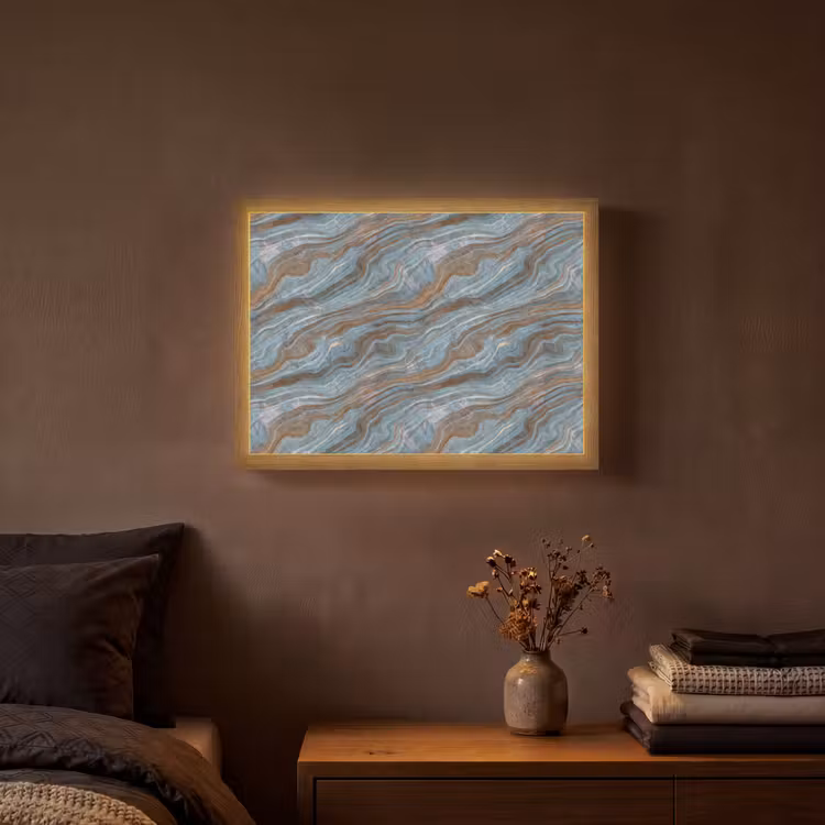 Patroon - Steen - Blauw Light Box met batterij (Wandlamp) middel 907 -sfeer4