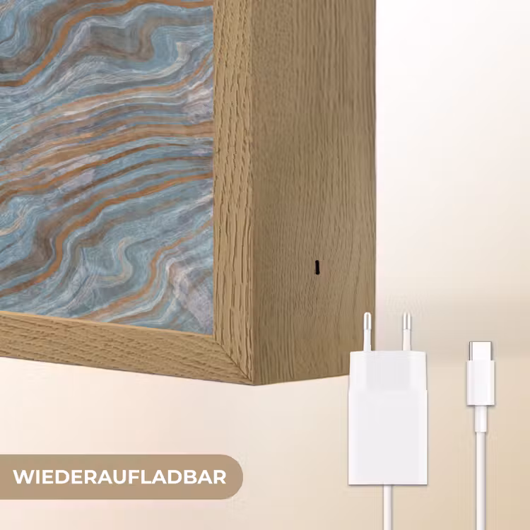 Patroon - Steen - Blauw Light Box met batterij (Wandlamp) middel 907 -USP_websiteoplaadbaarDE