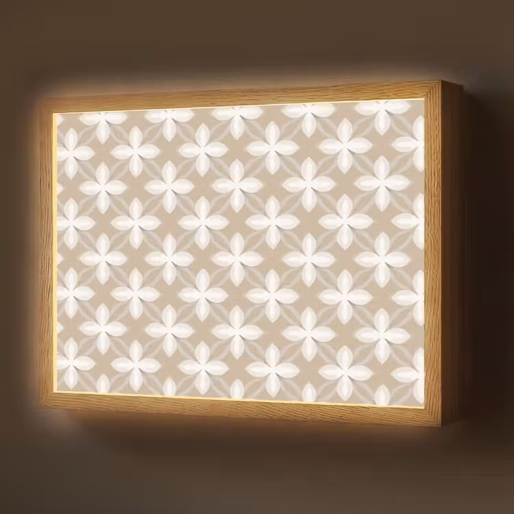 Patroon - Symmetrisch - Beige Light Box met batterij (Wandlamp) middel 907 -z3d_website