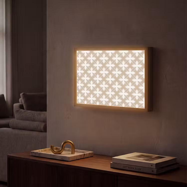 Patroon - Symmetrisch - Beige Light Box met batterij (Wandlamp) middel 907 -sfeer1