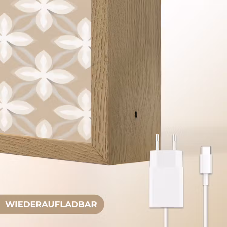Patroon - Symmetrisch - Beige Light Box met batterij (Wandlamp) middel 907 -USP_websiteoplaadbaarDE