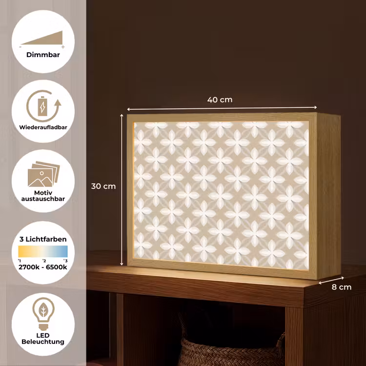 Patroon - Symmetrisch - Beige Light Box met batterij (Wandlamp) middel 907 -USP_websiteoverzichtDE