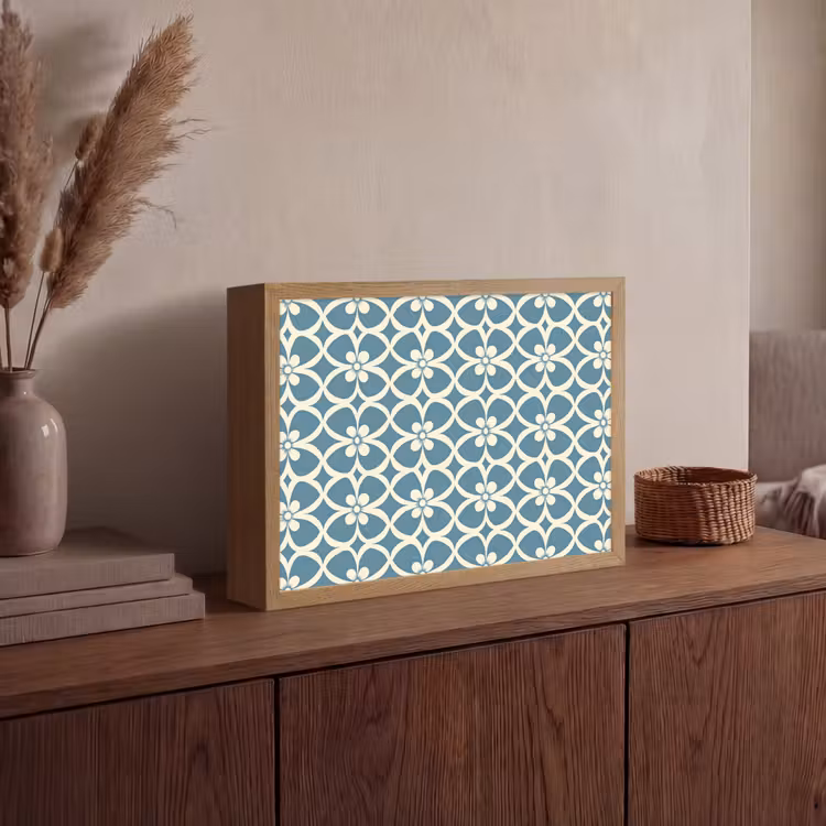 Patroon - Symmetrisch - Blauw Light Box met batterij (Wandlamp) middel 907 -sfeer2