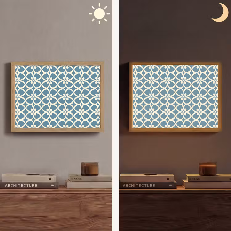 Patroon - Symmetrisch - Blauw Light Box met batterij (Wandlamp) middel 907 -sfeer3