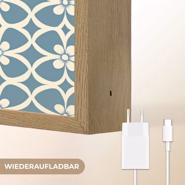 Patroon - Symmetrisch - Blauw Light Box met batterij (Wandlamp) middel 907 -USP_websiteoplaadbaarDE