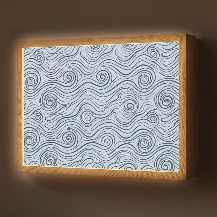 Patroon - Golven - Abstract - Modern - Blauw Light Box met batterij (Wandlamp) middel -z3d_website