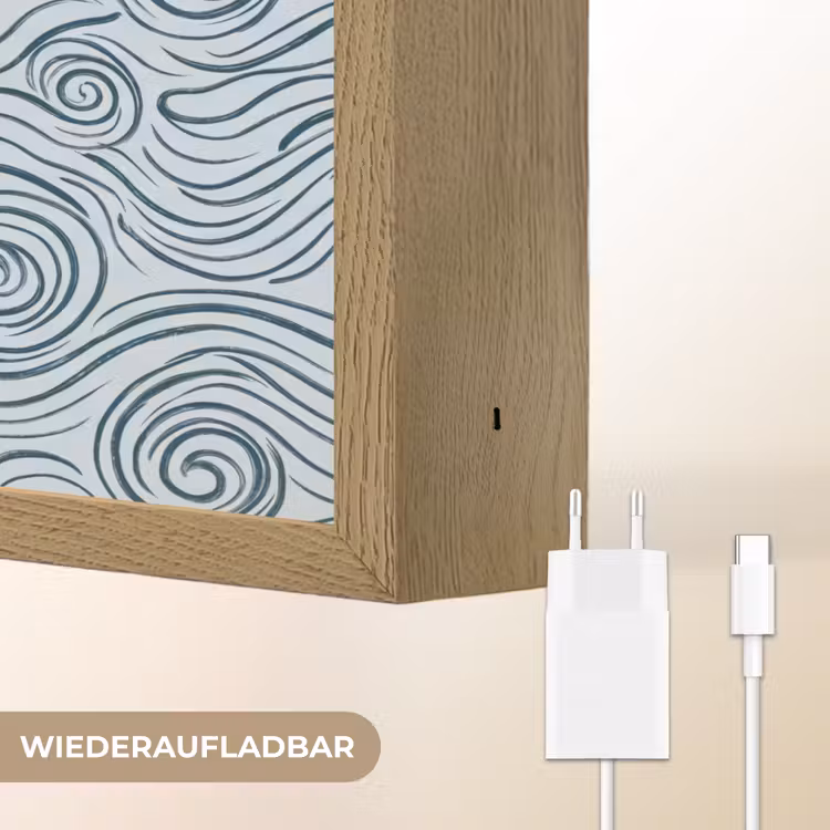 Patroon - Golven - Abstract - Modern - Blauw Light Box met batterij (Wandlamp) middel -USP_websiteoplaadbaarDE