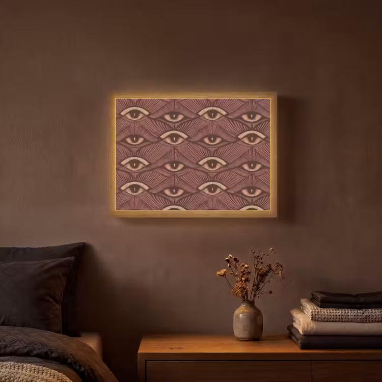 Mystiek - Ogen - Bruin Light Box met batterij (Wandlamp) middel 907 -sfeer4