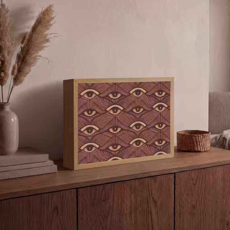 Mystiek - Ogen - Bruin Light Box met batterij (Wandlamp) middel 907 -sfeer2