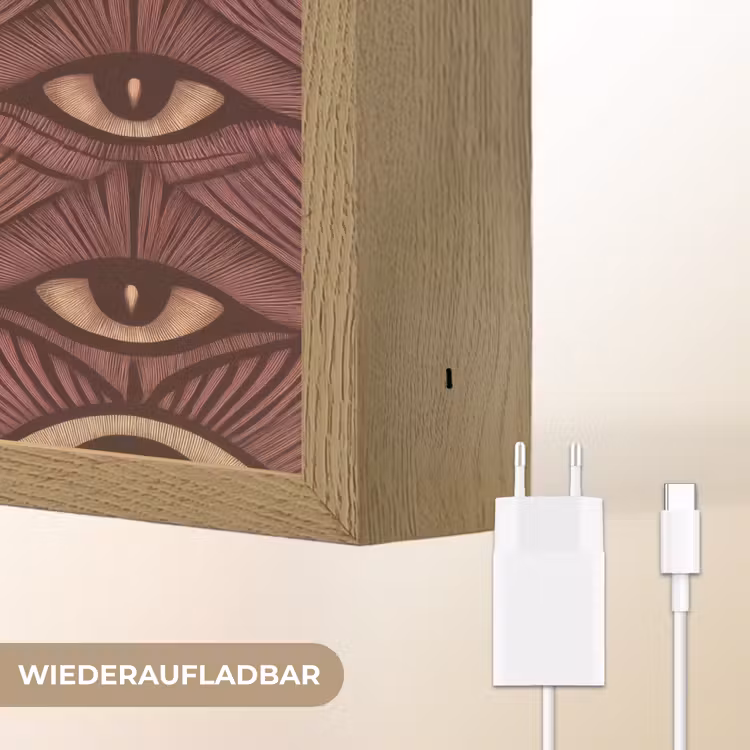 Mystiek - Ogen - Bruin Light Box met batterij (Wandlamp) middel 907 -USP_websiteoplaadbaarDE