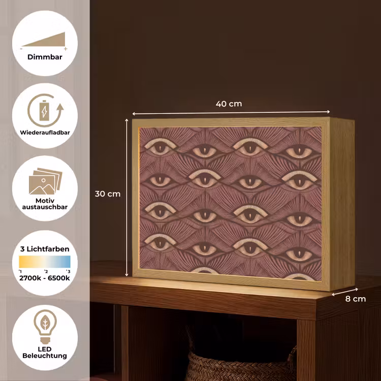 Mystiek - Ogen - Bruin Light Box met batterij (Wandlamp) middel 907 -USP_websiteoverzichtDE