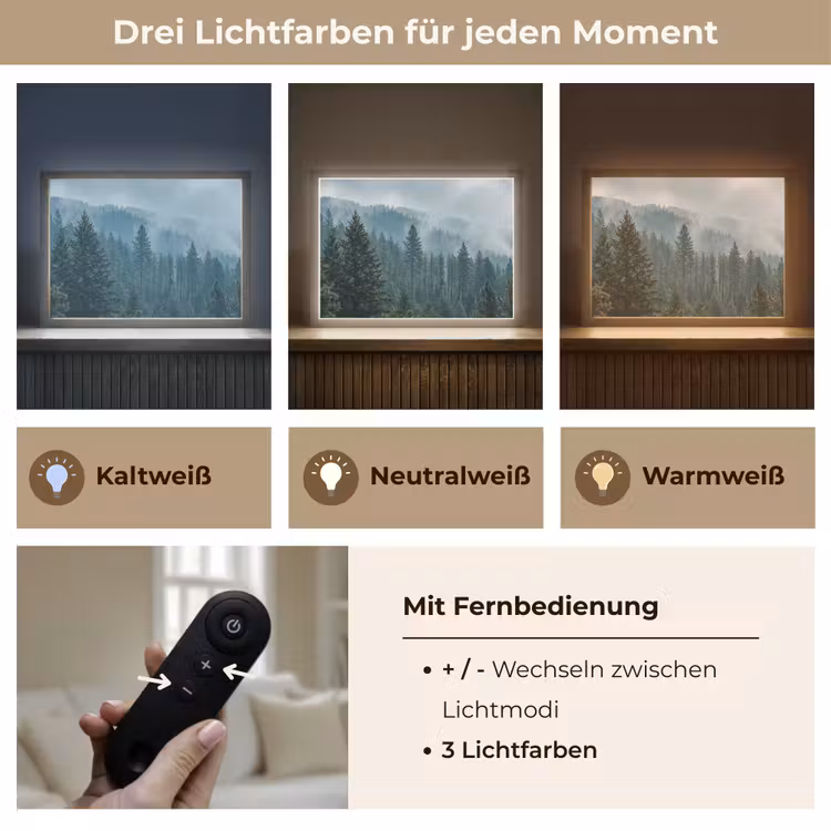 Naaldwoud - Bergen - Mist Light Box met batterij (Wandlamp) middel -USP_lichtkleurDE