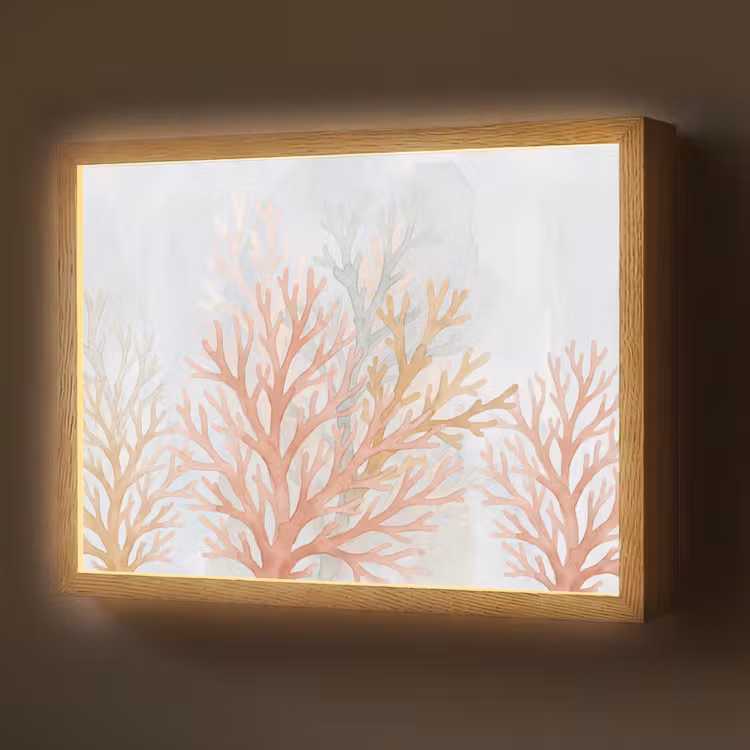 Natuur - Abstract - Aquarel - Organisch - Warm Light Box met batterij (Wandlamp) middel -z3d_website