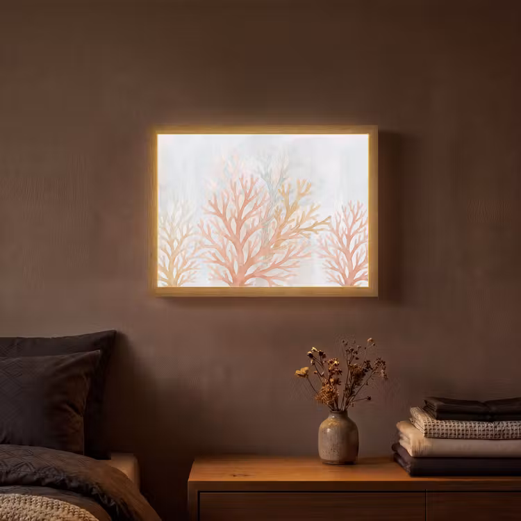 Natuur - Abstract - Aquarel - Organisch - Warm Light Box met batterij (Wandlamp) middel -sfeer4