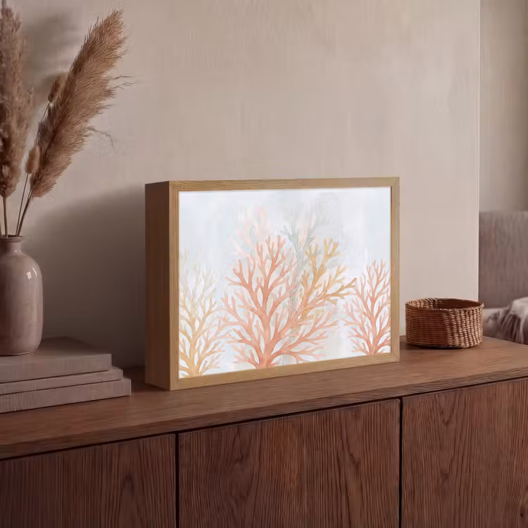 Natuur - Abstract - Aquarel - Organisch - Warm Light Box met batterij (Wandlamp) middel -sfeer2