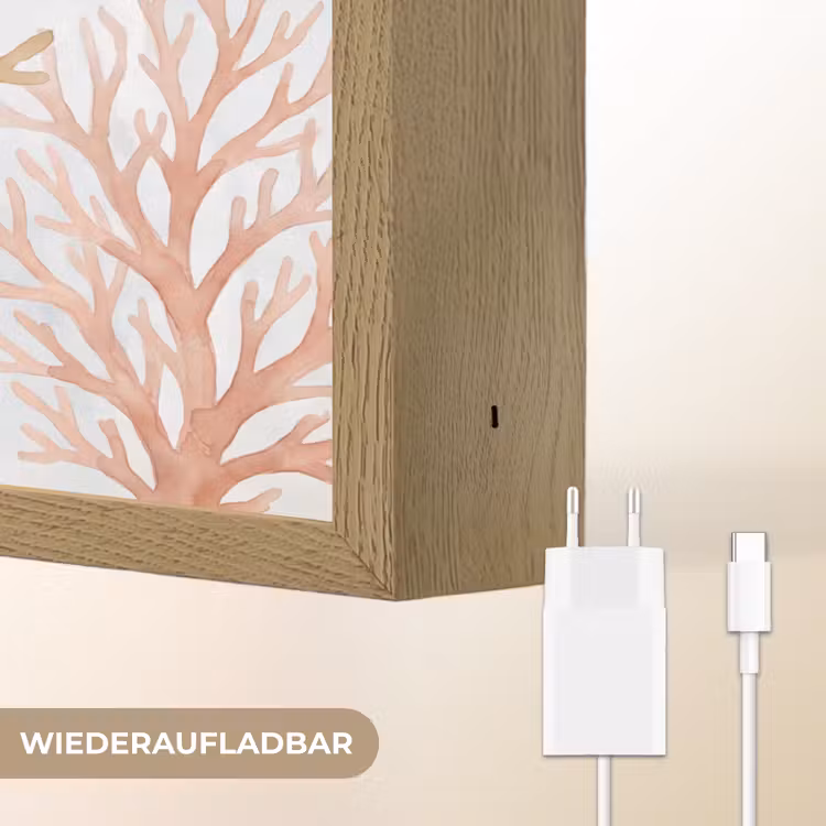 Natuur - Abstract - Aquarel - Organisch - Warm Light Box met batterij (Wandlamp) middel -USP_websiteoplaadbaarDE