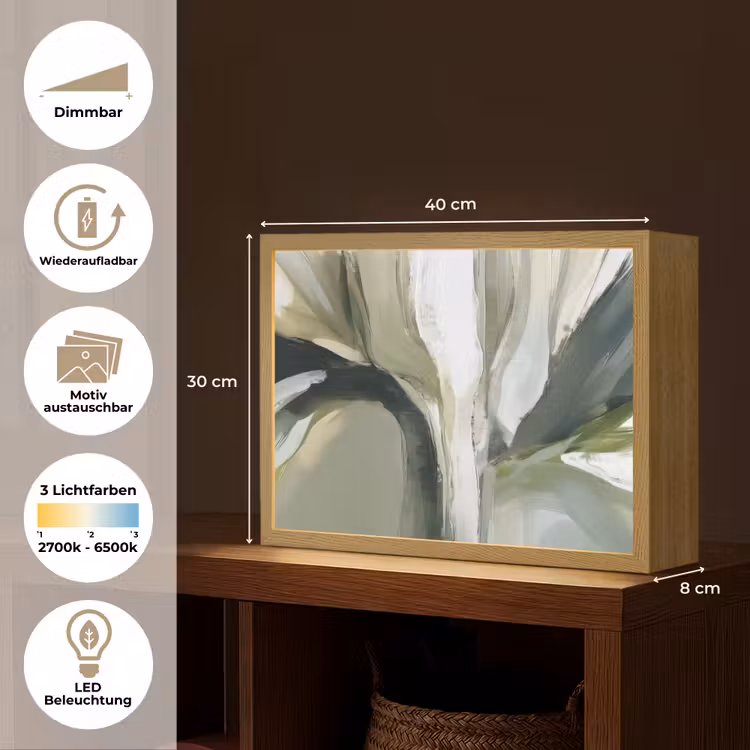 Natuur - Abstract - Groen - Penseelstreken Light Box met batterij (Wandlamp) middel -USP_websiteoverzichtDE
