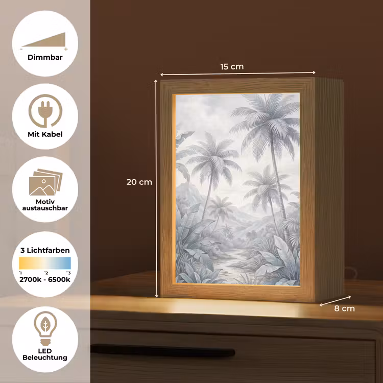 Natuur - Boom - Tropisch - Landschap - Blauw Light Box met kabel (Wandlamp) klein -USP_websiteoverzichtDE