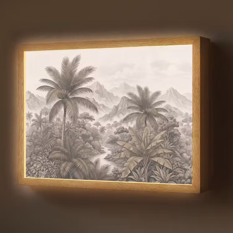 Natuur - Bergen - Rivier - Tropisch - Vintage Light Box met batterij (Wandlamp) middel -z3d_website
