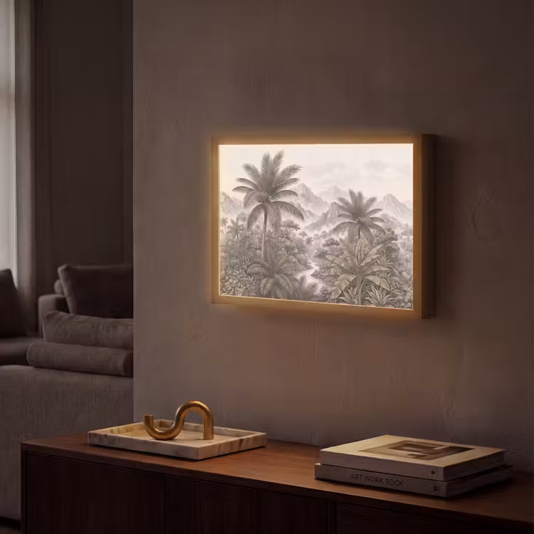 Natuur - Bergen - Rivier - Tropisch - Vintage Light Box met batterij (Wandlamp) middel -sfeer1