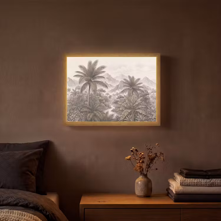 Natuur - Bergen - Rivier - Tropisch - Vintage Light Box met batterij (Wandlamp) middel -sfeer4