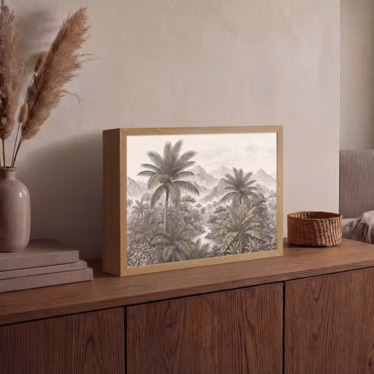 Natuur - Bergen - Rivier - Tropisch - Vintage Light Box met batterij (Wandlamp) middel -sfeer2