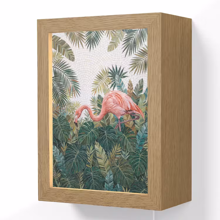 Natuur - Bladeren - Abstract - Groen - Vogel Light Box met kabel (Wandlamp) klein -3d