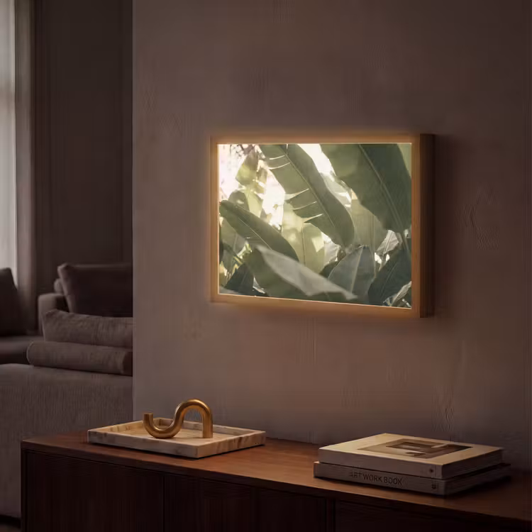 Natuur - Bladeren - Groen - Tropisch - Detail Light Box met batterij (Wandlamp) middel -sfeer1