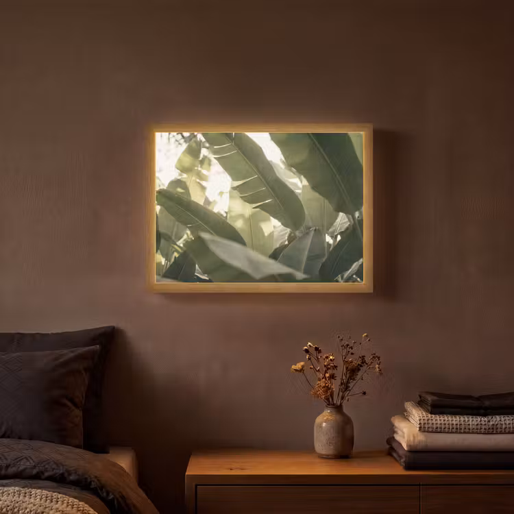 Natuur - Bladeren - Groen - Tropisch - Detail Light Box met batterij (Wandlamp) middel -sfeer4