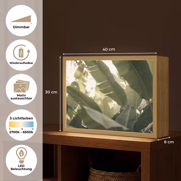 Natuur - Bladeren - Groen - Tropisch - Detail Light Box met batterij (Wandlamp) middel -USP_websiteoverzichtDE