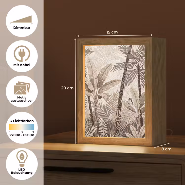 Natuur - Bladeren - Landschap - Mozaïek - Beige Light Box met kabel (Wandlamp) klein -USP_websiteoverzichtDE