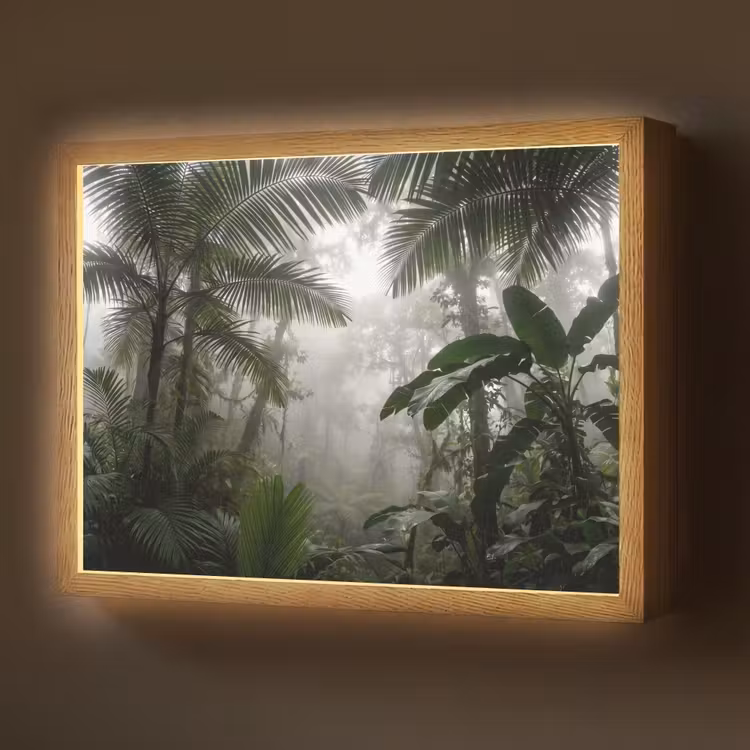 Natuur - Jungle - Mist - Groen - Bladeren Light Box met batterij (Wandlamp) middel -z3d_website